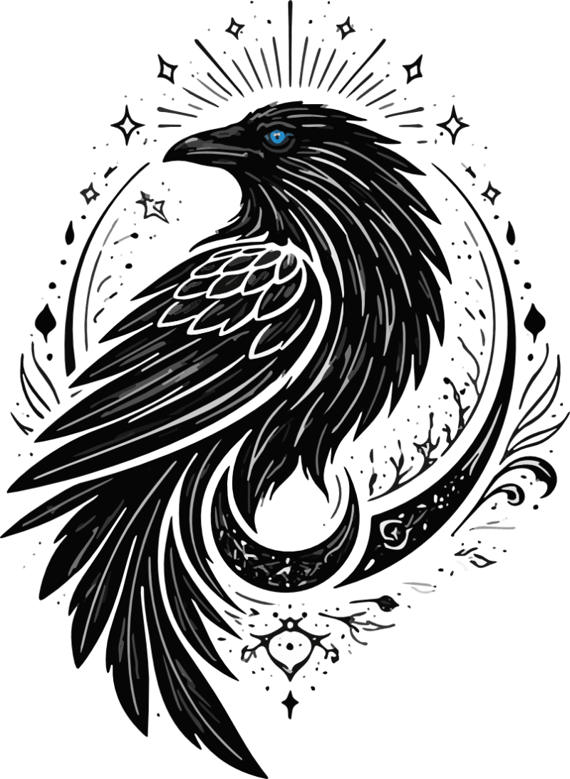 Rabe guckt nach links